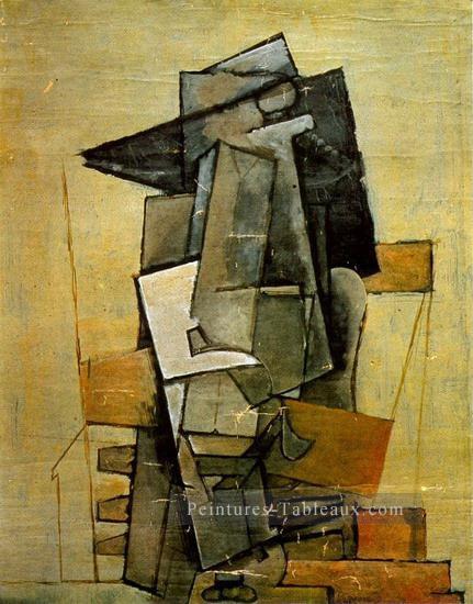 Man assis 3 1915 cubism Pablo Picasso Peintures à l'huile